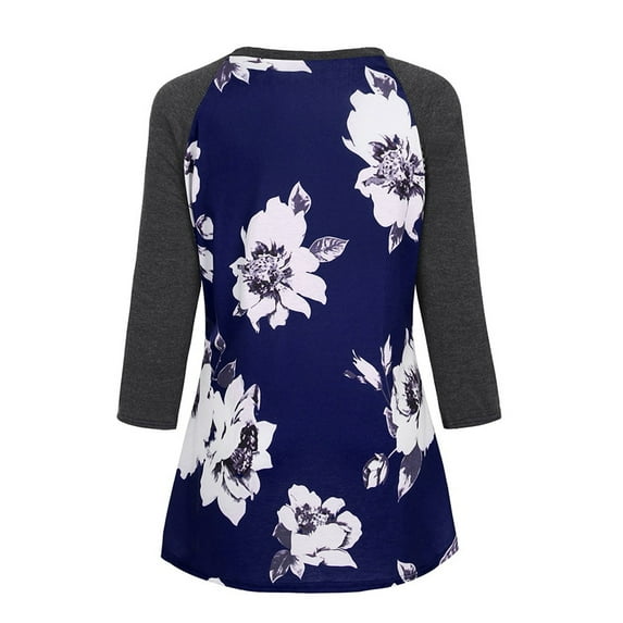 Hwmodou Female Pregnant T-Shirts Womens Sleeve Maternity Flower Tops Print T-shirt 3/4 Breastfeeding Blouse Pregnancy Clothes T-Shirt For Woman