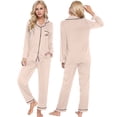 thumbnail image 1 of Hwmodou Female Sleepwears Valentine's Day Love Heart Printed Solid Nightwear Soft Silky Long Sleeve Night Gown Set For Couples Silk For Comfortable Nightwears Festival Gift For Woman, 1 of 5