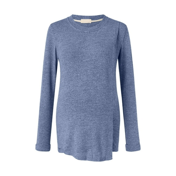 Hwmodou Female Tshirts Pregnant Womens Maternity Regular Stripe Tee Casual Long Sleeve Crew Neck Top Belt Breastfeeding Woman Classic Pregnancy Clothes