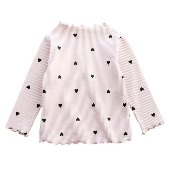 Hwmodou Girls Base Layer Top Girl Heart Print Sweaters Kids Baby Pattern Clothing Fashion Clothes Leisure Simple Outfits Knit Sweater