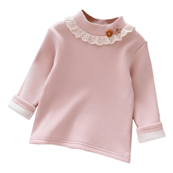 Hwmodou Girls Base Layer Top Girl Solid Color Base Shirt Slim Autumn Drawstring Leisure Simple Cardigan T Shirt Top