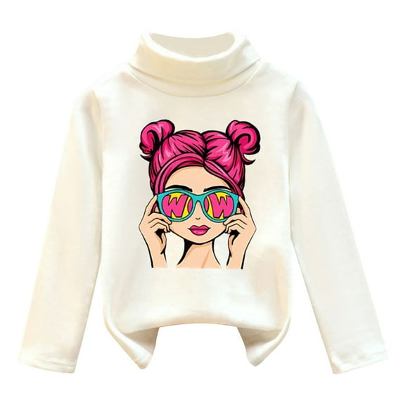 Hwmodou Girls Base Layer Top Kids Shirts High Collar And Velvet For Warm Thermalth Soft Tops Unisex