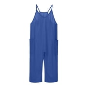 Hwmodou Girls Casual Sleeveless Jumpsuits Spaghetti Strap Loose Rompers Long Pants With Pocket Jumpsuit Overalls Toddler Lovely Stylish Child Dailywear