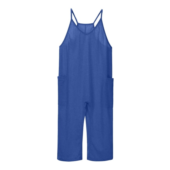 Hwmodou Girls Casual Sleeveless Jumpsuits Spaghetti Strap Loose Rompers Long Pants With Pocket Jumpsuit Overalls Toddler Lovely Stylish Child Dailywear
