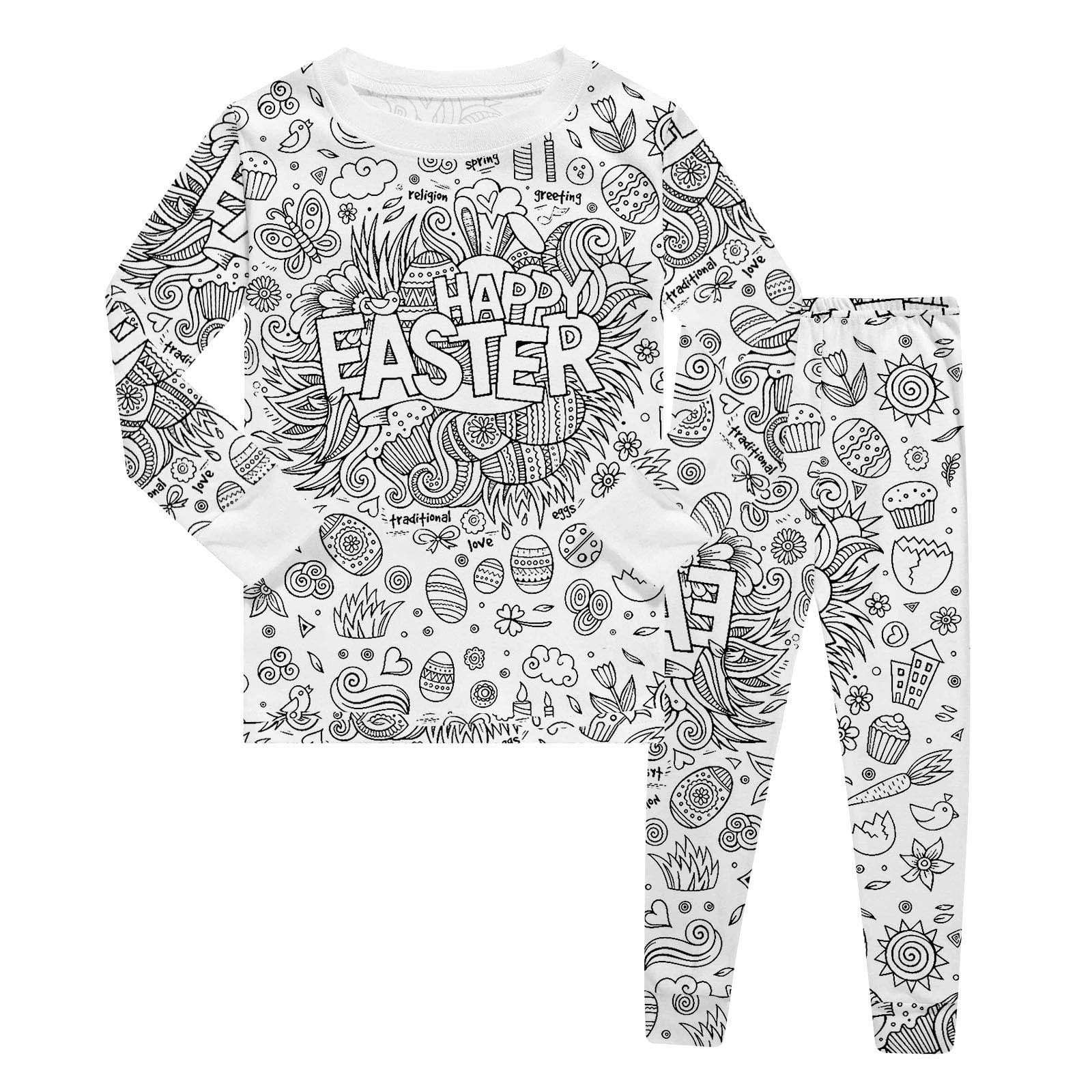 Kids Easter DIY Colorable Graphic Tees Boys Girls Cute Hand