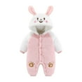 thumbnail image 1 of Hwmodou Girls Hooded Jumpsuits Unisex Fuzzy Long Sleeve Jumpsuit Rabbit Ears Rabbit Print Outwear Warm Clothes Fall Winter One Piece Romper,3-6M, 1 of 4