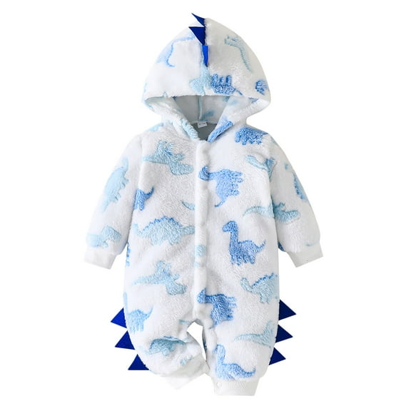 Hwmodou Girls Hooded Print Jumpsuits Unisex Cotton Blend Toddler Keep Warm Long Sleeve Cartoon Prints Romper Hooded Jumpsuit Fall Winter Holiday Jumpsuit,9-12M