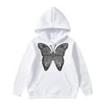 thumbnail image 1 of Hwmodou Girls Hoodies Butterfly Print Hoodie Warm Leisure Comfy Top,3-14Y, 1 of 7