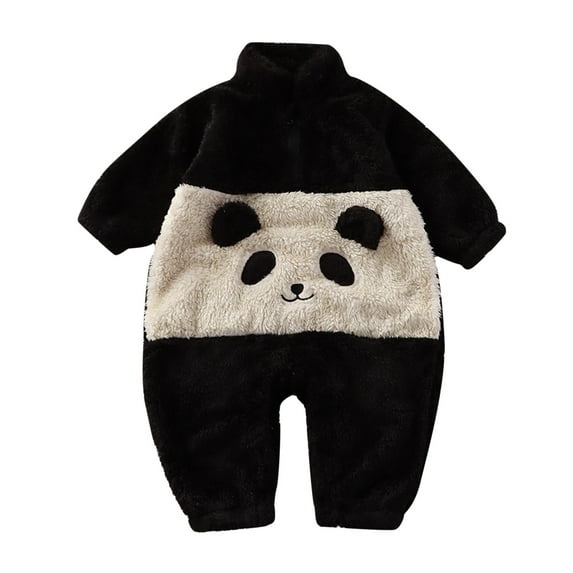 Hwmodou Girls Jumpsuits Fuzzy Flannel Baby Onesie Baby Warm Home Clothes Children Cute Cartoon Pajamas Jumpsuit New Panda Clothes Fall Winter Themed Jumpsuit,0-3M