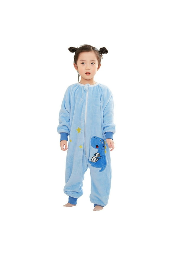 New Children'S Fuzzy Sleeping Bag Baby Spring And Autumn Winter Jumpsuit Pajamas Baby Split Leg Crawling Suit Pajamas Loungewear Cozy home Pj Nightwear