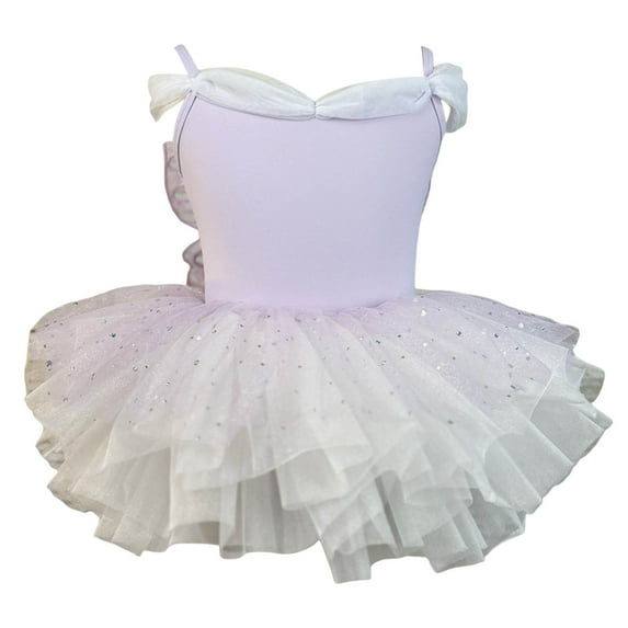 Hwmodou Girls Jumpsuits Kids Summer Butterfly Solid Color Suspender Jumpsuit Dance Training Dress Childrens Performance Puffy Dress Fall Winter Baggy Onesies,5-6Y