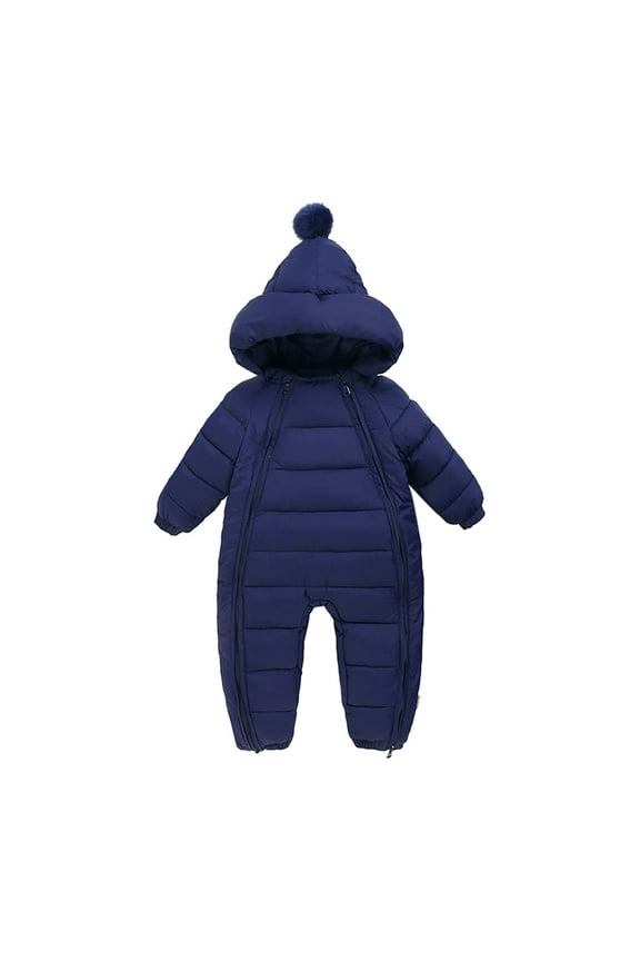 Girls Jumpsuits Unisex Baby Long Sleeve Solid Hooded Coat Jacket Thicken Windproof Warm Jumpsuit Outwear Fall Winter Themed Jumpsuit,6-12M