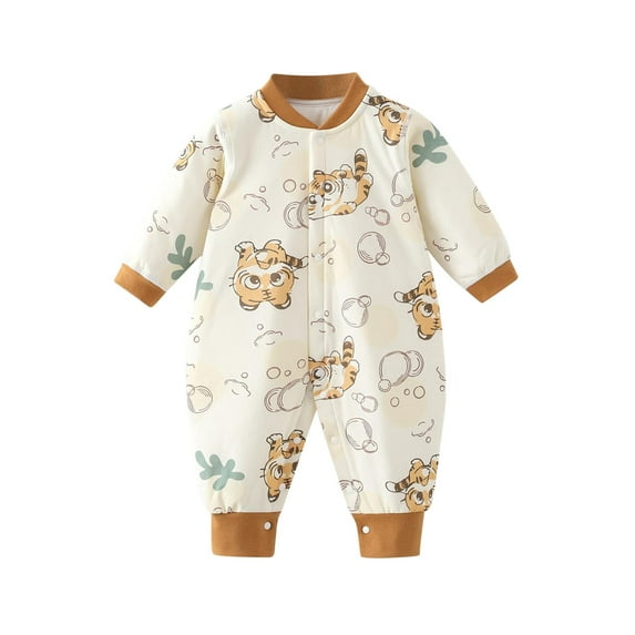 Hwmodou Girls Jumpsuits Unisex Cotton Blend Baby Clothes Baby Jumpsuit Romper Crawling Pajamas Fall Winter Baggy Onesies,3-6M