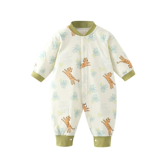 Hwmodou Girls Jumpsuits Unisex Cotton Blend Baby Clothes Baby Jumpsuit Romper Crawling Pajamas Fall Winter Casual Jumpsuit,1-2Y