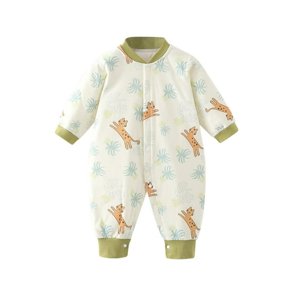 Hwmodou Girls Jumpsuits Unisex Cotton Blend Baby Clothes Baby Jumpsuit Romper Crawling Pajamas Fall Winter Casual Jumpsuit,1-2Y