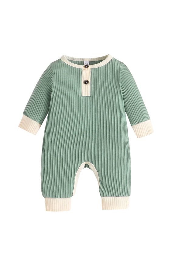 Girls Jumpsuits Unisex Cotton Blend Long Sleeve Patchwork Colour Ribbed Romper Jumpsuit Clothes Fall Winter One Piece Romper,9-12M