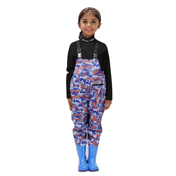Hwmodou Girls Jumpsuits Unisex Kids Cartoon Camo Chest Waders Youth Fishing Waders Toddler Children Water Proof & Fishing Waders With Boots Fall Winter Holiday Jumpsuit,18-24M