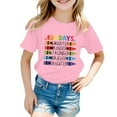 thumbnail image 1 of Hwmodou Girls Kids 100 Days Of School Print Crewneck Loose Short Sleeve Spring T-Shirts Casual Holiday,3-13Y, 1 of 4