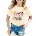 thumbnail image 1 of Hwmodou Girls Kids 100 Days Of School Print Crewneck Loose Short Sleeve Spring T-Shirts Simple Fashion,3-13Y, 1 of 4