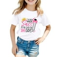 thumbnail image 1 of Hwmodou Girls Kids 100 Days Of School Print Crewneck Loose Short Sleeve Spring T-Shirts Simple Fashion,3-13Y, 1 of 4