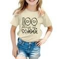 thumbnail image 1 of Hwmodou Girls Kids 100 Days Of School Print Crewneck Loose Short Sleeve Spring T-Shirts Soft Trendy,3-13Y, 1 of 4