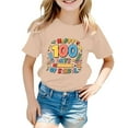 thumbnail image 1 of Hwmodou Girls Kids 100 Days Of School Print Crewneck Loose Short Sleeve Spring T-Shirts Soft Trendy,3-13Y, 1 of 4