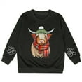 thumbnail image 1 of Hwmodou Girls Sweatshirts Cattle Print Crew Neck Hoodie Leisure Comfy Top,3-14Y, 1 of 4