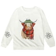 thumbnail image 1 of Hwmodou Girls Sweatshirts Cattle Print Crew Neck Hoodie Leisure Comfy Top,3-14Y, 1 of 4