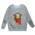 thumbnail image 1 of Hwmodou Girls Sweatshirts Cattle Print Crew Neck Hoodie Leisure Comfy Top,3-14Y, 1 of 4