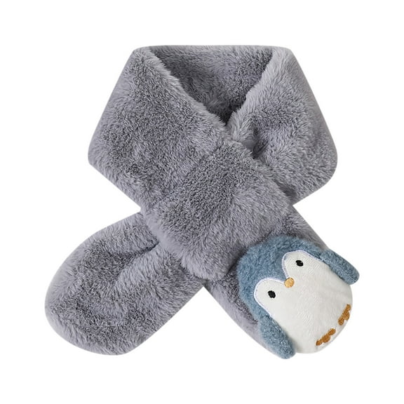 Hwmodou Kids Winter Warm Scarf 2022 Cute Imitation Rabbit Childrens Scarf Autumn Cartoon Penguin Christmas Scarf Cute Fuzzy Scarves