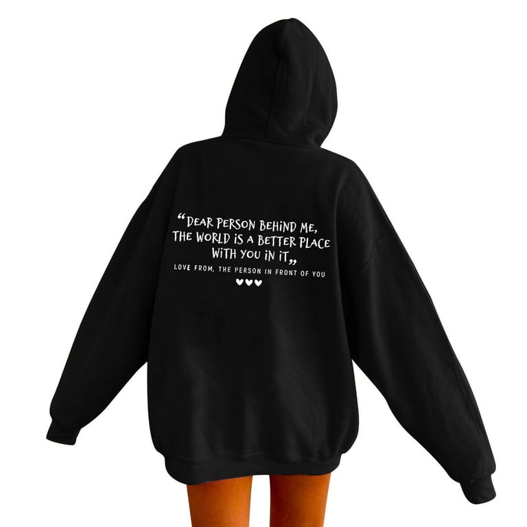 Hwmodou Ladies Hoodies Sweatshirts Letter Printed Long Sleeve Clothes Word Graphic Vintage Trendy Kawaii Preppy Tops Weekend Holiday Sweatshirt For Woman Walmart