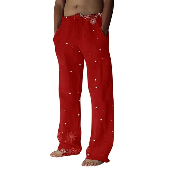 Hwmodou Male Hiking Pants Autumn Winter Christmas Home Fully Printed Cordless Pocket Pant Sports Workout Novetly Holiday Trousers XL