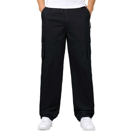 Hwmodou Male Pants Office Mens Cotton Plus Size Pocket Solid Color Elastic Waist Pants Overall Pants Sports Casual Clothes For Man