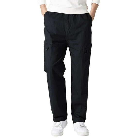 Hwmodou Male Pants Office Mens Fashion Casual Loose Cotton Plus Size Lace Up Pants Overall Sports Casual Clothes For Man