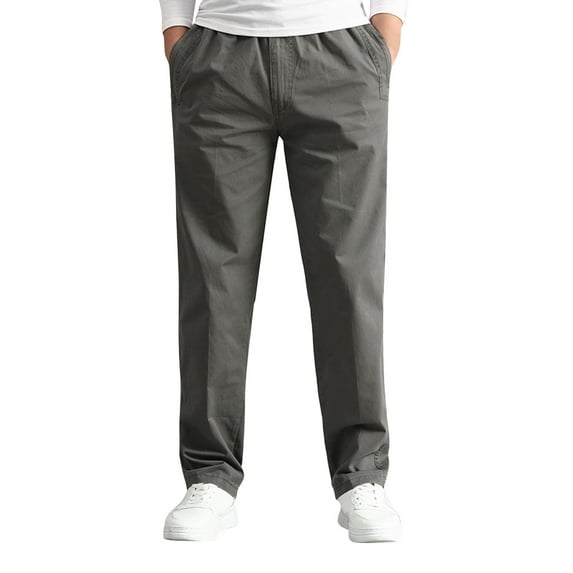 Hwmodou Male Pants Office Mens Fashion Casual Loose Cotton Plus Size Pocket Lace Up Frenulum Pants Overall Holiday Vacation Slacks For Man