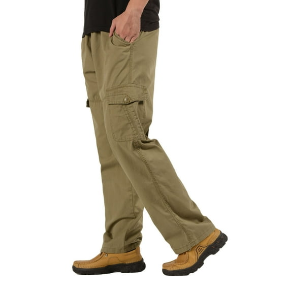 Hwmodou Male Pants Office Mens Fashion Casual Loose Cotton Plus Size Pocket Lace Up Pants Overall Sports Casual Clothes For Man