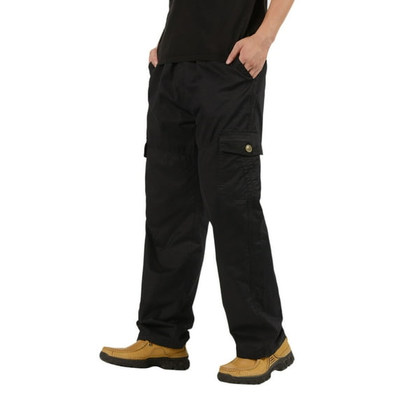 Hwmodou Male Pants Office Mens Fashion Casual Loose Cotton Plus Size Pocket Lace Up Pants Velvet Overall Sports Casual Clothes For Man