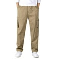 thumbnail image 1 of Hwmodou Male Pants Office Mens Fashion Casual Loose Cotton Plus Size Pocket Lace Up Solid Color Colour Pants Overall Sports Casual Clothes For Man, 1 of 9