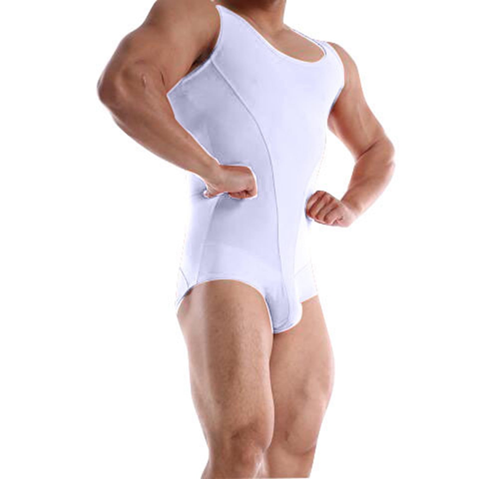 Hwmodou Male Rompers Men'S Jumpsuit U Sexy Briefs Ice Silk Slim Fit ...