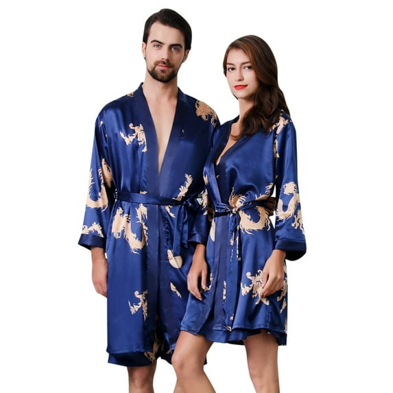 Hwmodou Male Sleepwears Valentine's Day Love Heart Printed Nightwear Couples Silk Robe For Summer Night Lovers Soft Fabric For All Day Comfort Relaxation Plus Size Pajamas Gift For Man