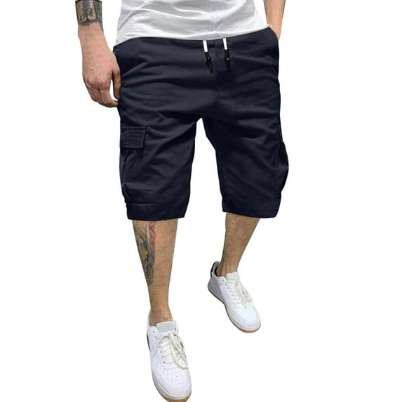 Hwmodou Male Summer Solid Color Plus Size Casual All Shorts Fashionable Woven Cargo Pants With Pockets