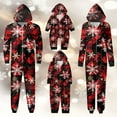 thumbnail image 1 of Hwmodou Matching Christmas Pajamas For Family Cozy Homewear Snowflake Plaid Print Hooded Loungewear7 Holiday Santa Claus Sleepwear Xmas Pjs Set For Couples And Kids, 1 of 7