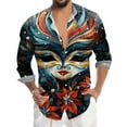 thumbnail image 1 of Hwmodou Men New Years Shirts Mens Carnival Graphic 3D Printed Button Lapel Long Sleeve Shirt Top Office Daily Workwear For Man, 1 of 4