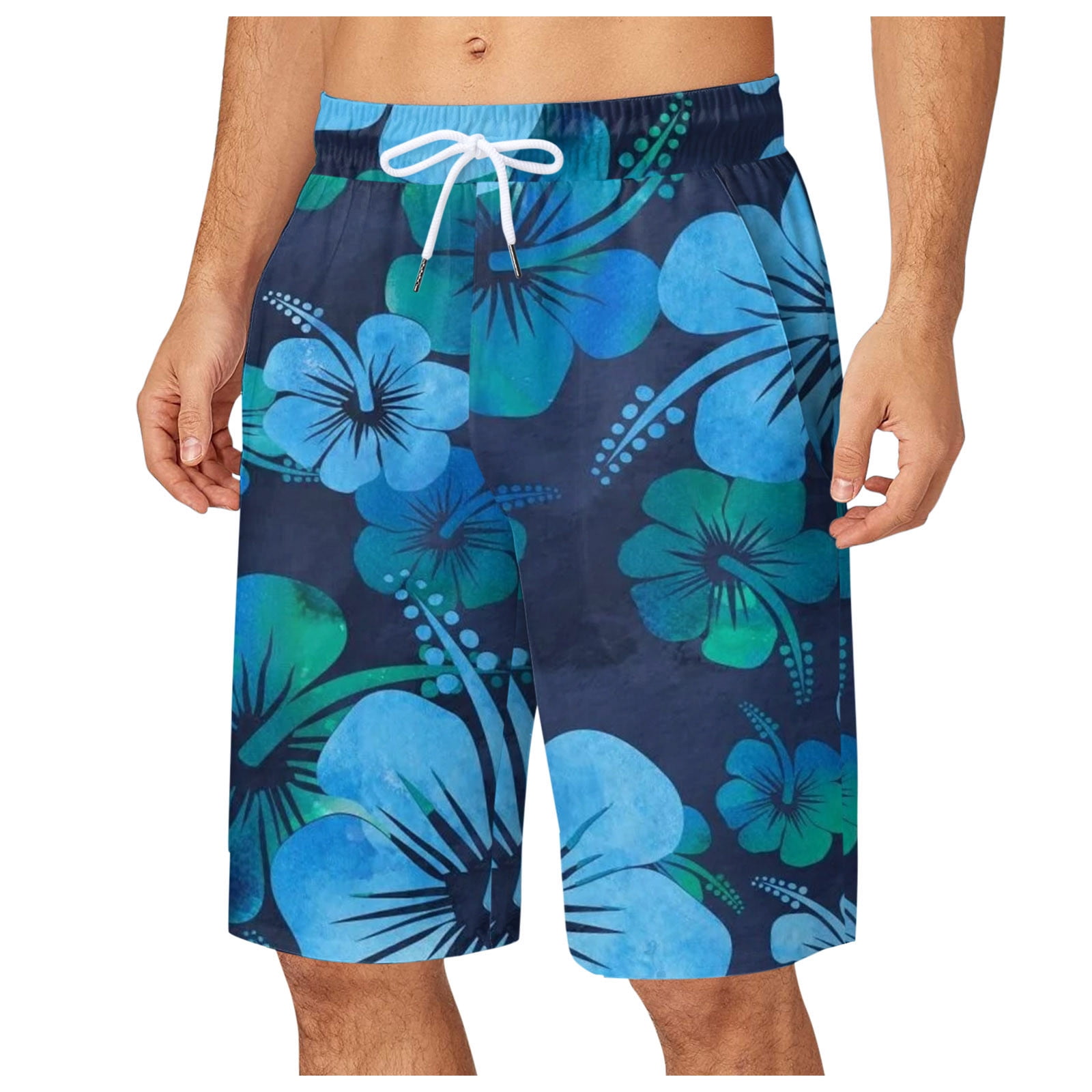 Hwmodou Men Pants Men Casual Style Floral Printing Shorts Summer Hawaii ...