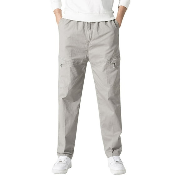 Hwmodou Men Pants Workout Mens Fashion Casual Loose Cotton Plus Size Lace Up Pants Overall Holiday Vacation Slacks For Man