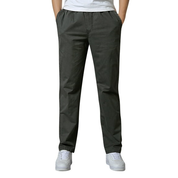 Hwmodou Men Pants Workout Mens Fashion Casual Loose Cotton Plus Size Pocket Lace Up Furnished To Keep Warm Pants Overall Work Streetwear Slacks For Man