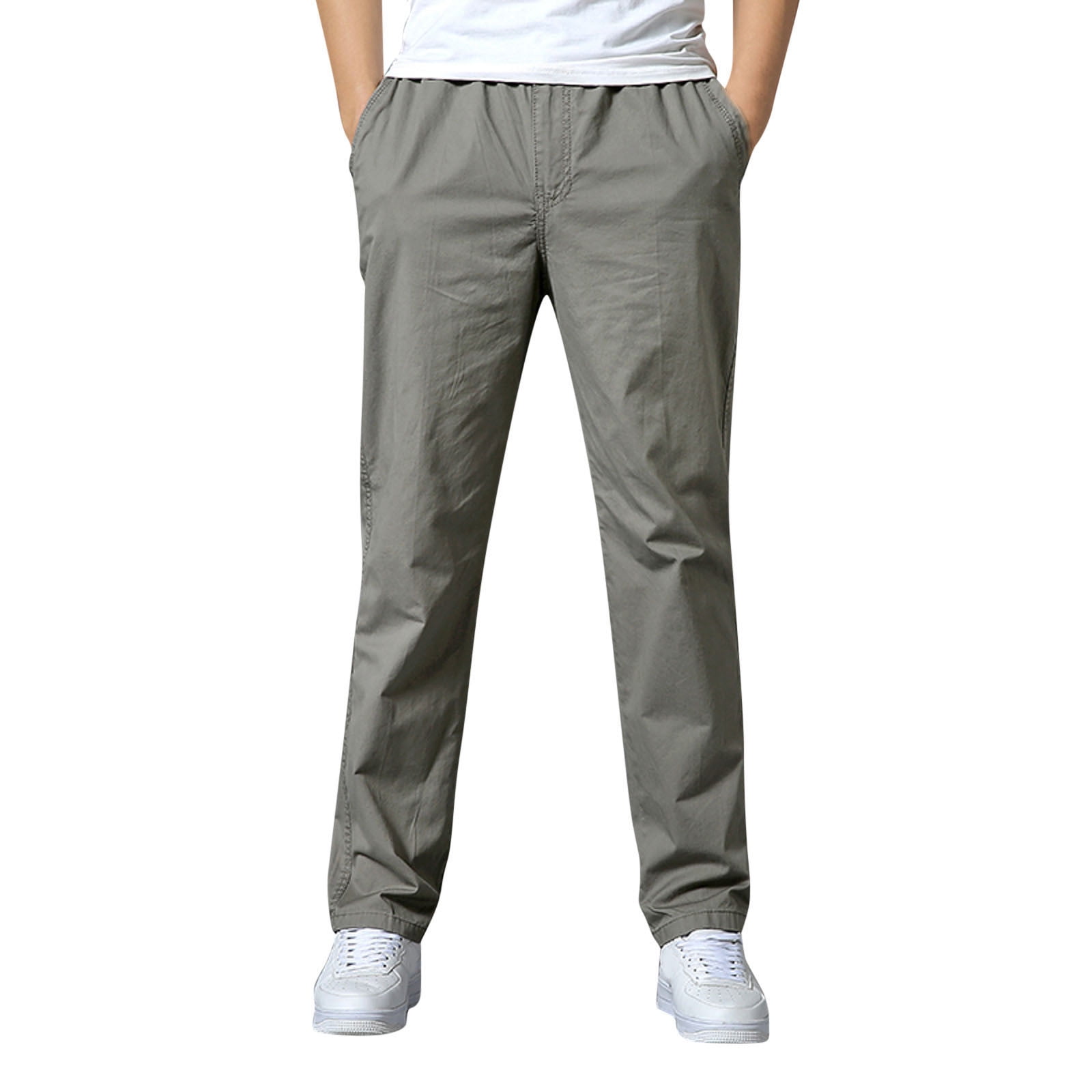 Hwmodou Men Pants Workout Mens Solid Color Fashion Casual Loose