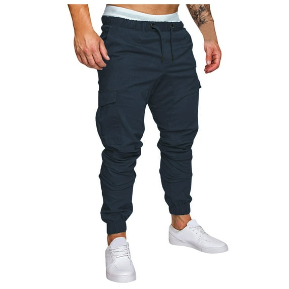 Hwmodou Men's Cargo Pants Solid Color Multi-pockets Leggings Spring Summer Trendy Male Clothes Pants For Men