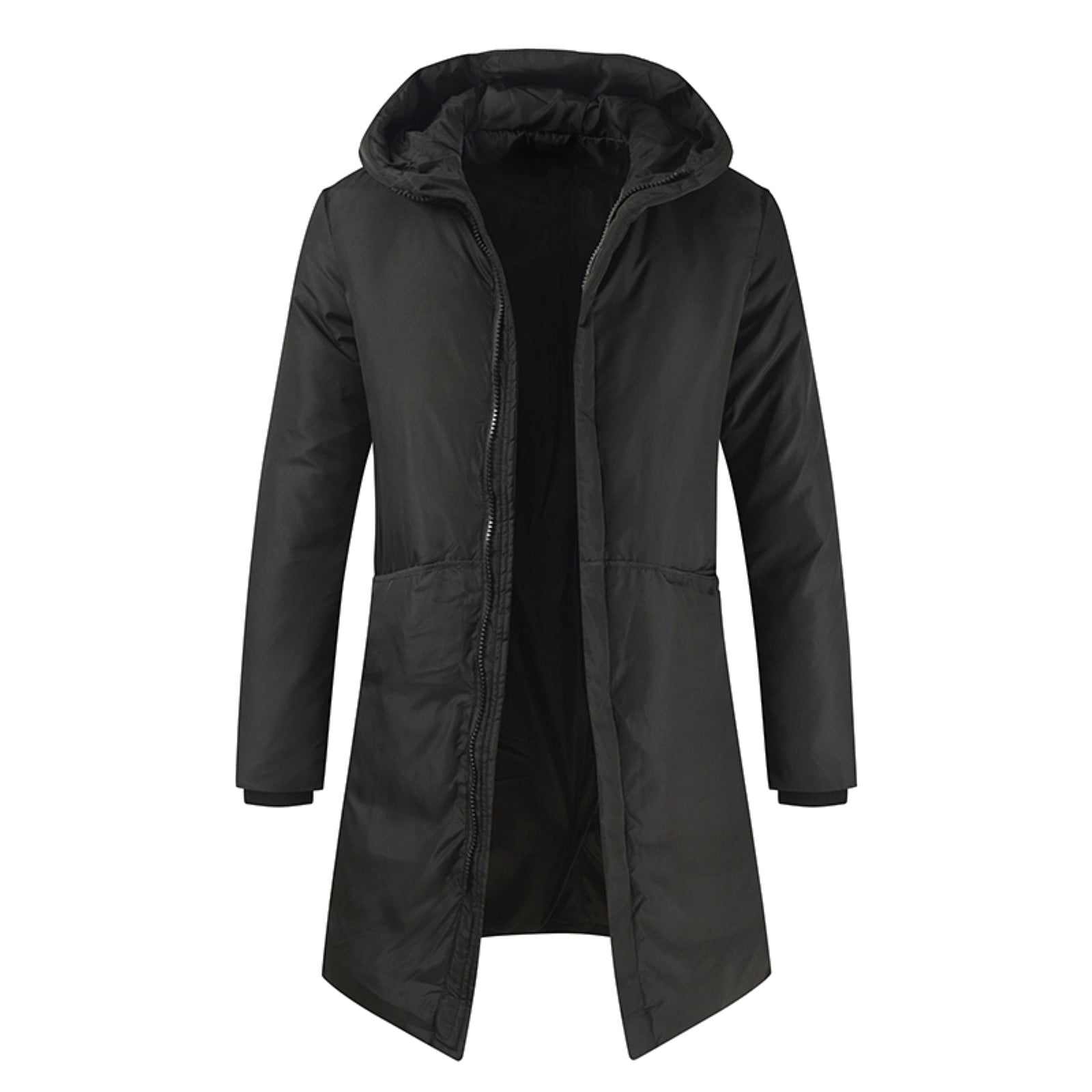 Hwmodou Men's Down Jacket Parkas Male Winter Warm Solid Pocket Coat Hooded Long Sleeve Zipper Fly Jackets Coat Mountain Windbreaker Hooded Parka