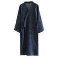 thumbnail image 1 of Hwmodou Men's Pajamas Solid Color Long Sleeve Loungewear Dress Jacquard Kimono Robe Cotton Thin Sweat Robe Lace Wind Robe Holiday Sleepwear For Male, 1 of 3